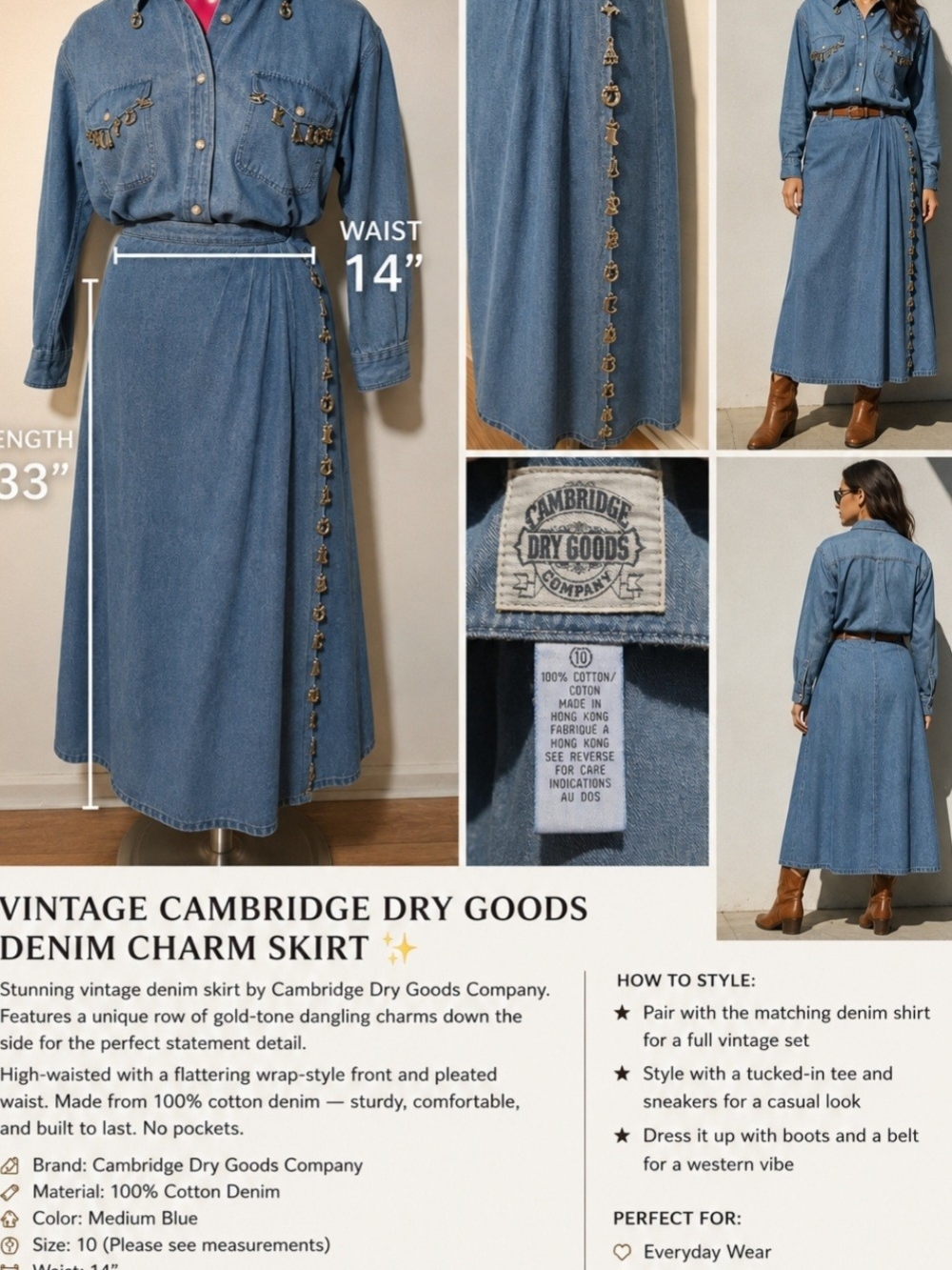 Vintage Cambridge Dry Goods Denim Matching Set – Size 10 ✨
